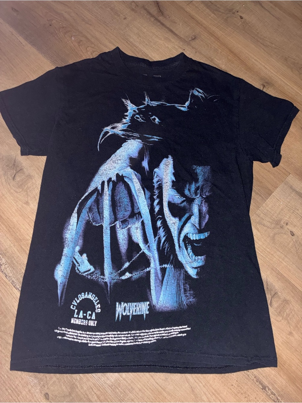 Marvel Wolverine Graphic Tee - Black with Light Blue Print